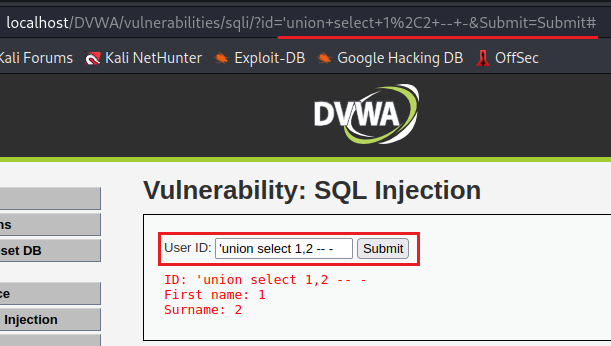 Cláusula UNION en SQL Injection