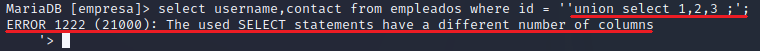 Cláusula UNION en SQL Injection