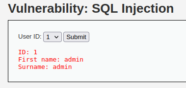 Inyección SQL en la máquina DVWA