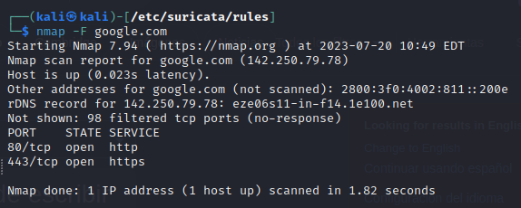 Detección de intrusos con Suricata